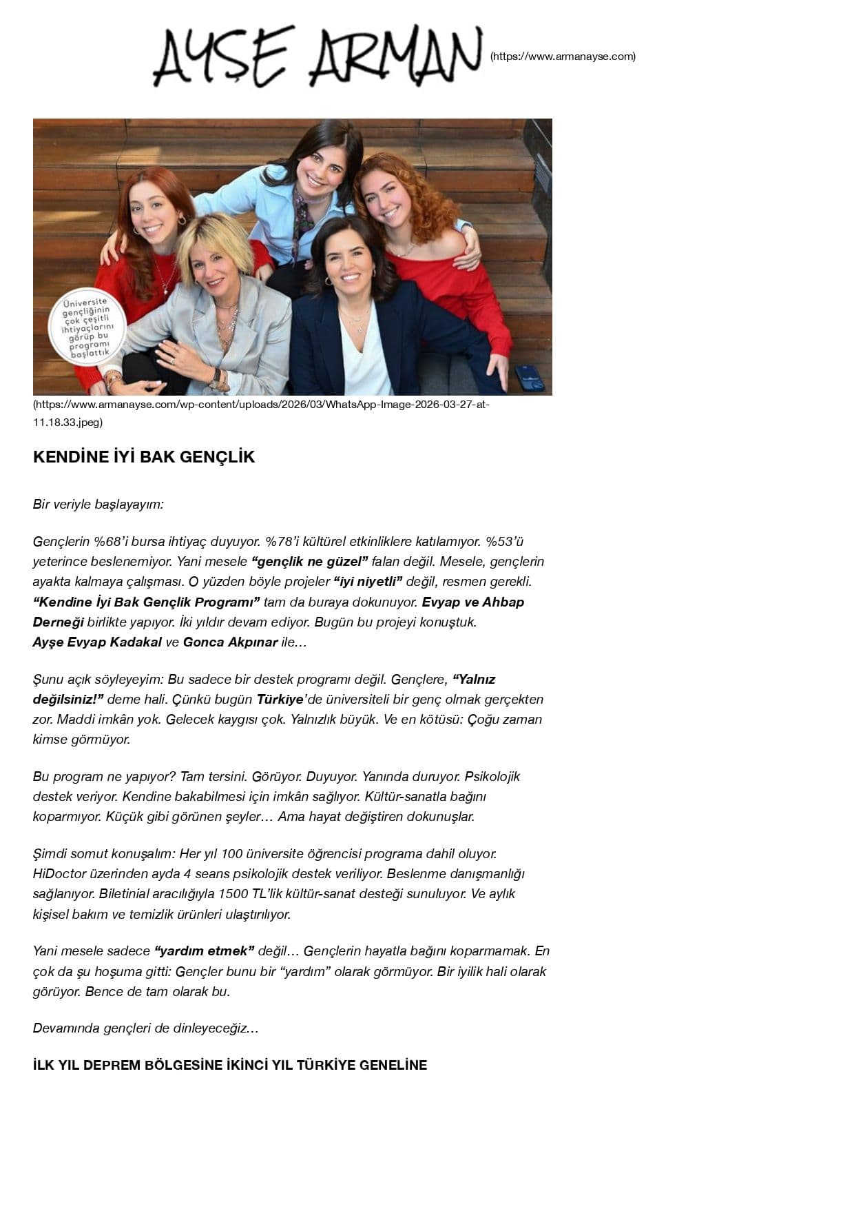 Kendine İyi Bak Gençlik